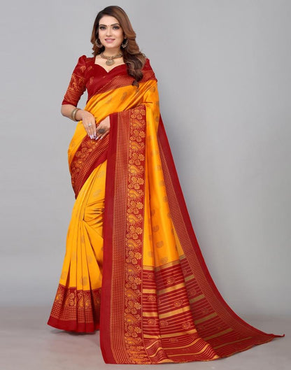 Turmeric Yellow Banarasi Silk Saree | Sudathi