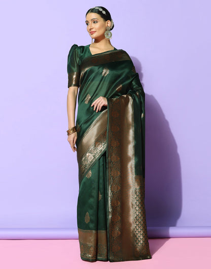 Dark Green Banarasi Silk Saree | Sudathi