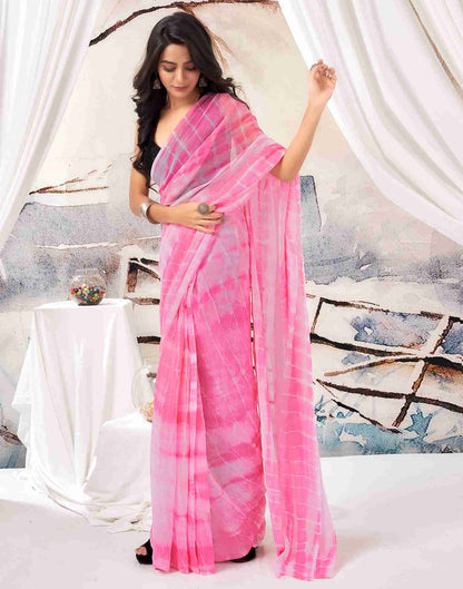 Ready To Wear Pink Chiffon Printed Saree