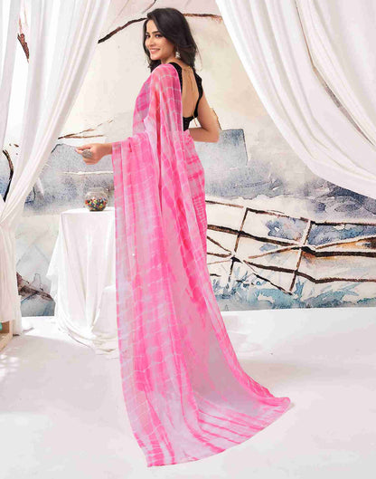 Ready To Wear Pink Chiffon Printed Saree