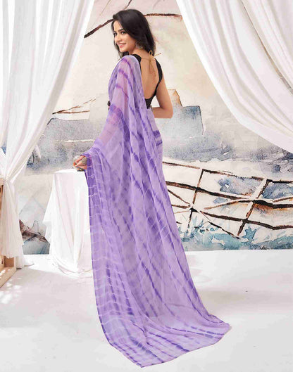 Ready To Wear Lavender Chiffon Printed Saree