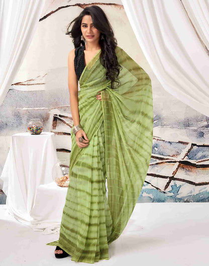 Ready To Wear Pista Green Chiffon Printed Saree