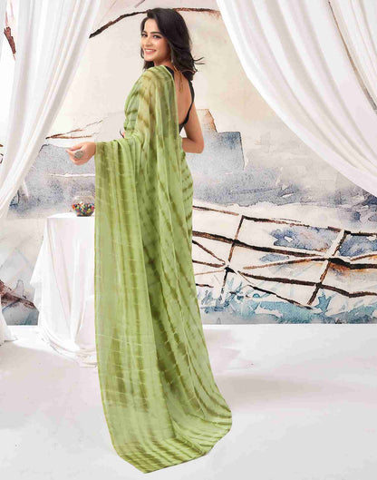 Ready To Wear Pista Green Chiffon Printed Saree