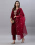 Red Kurti With Pant And Dupatta | Leemboodi