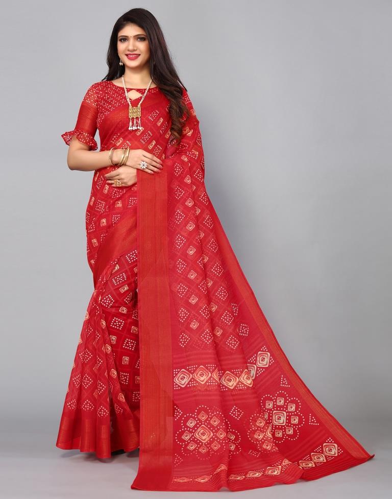 Red Cotton Saree | Sudathi