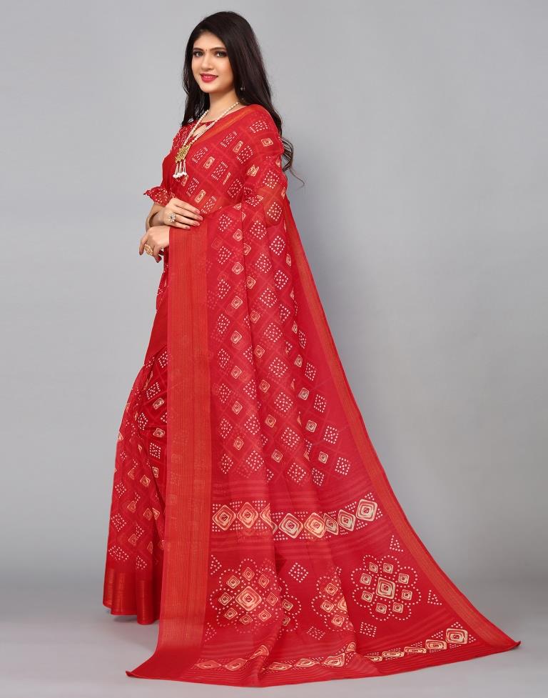 Red Cotton Saree | Sudathi