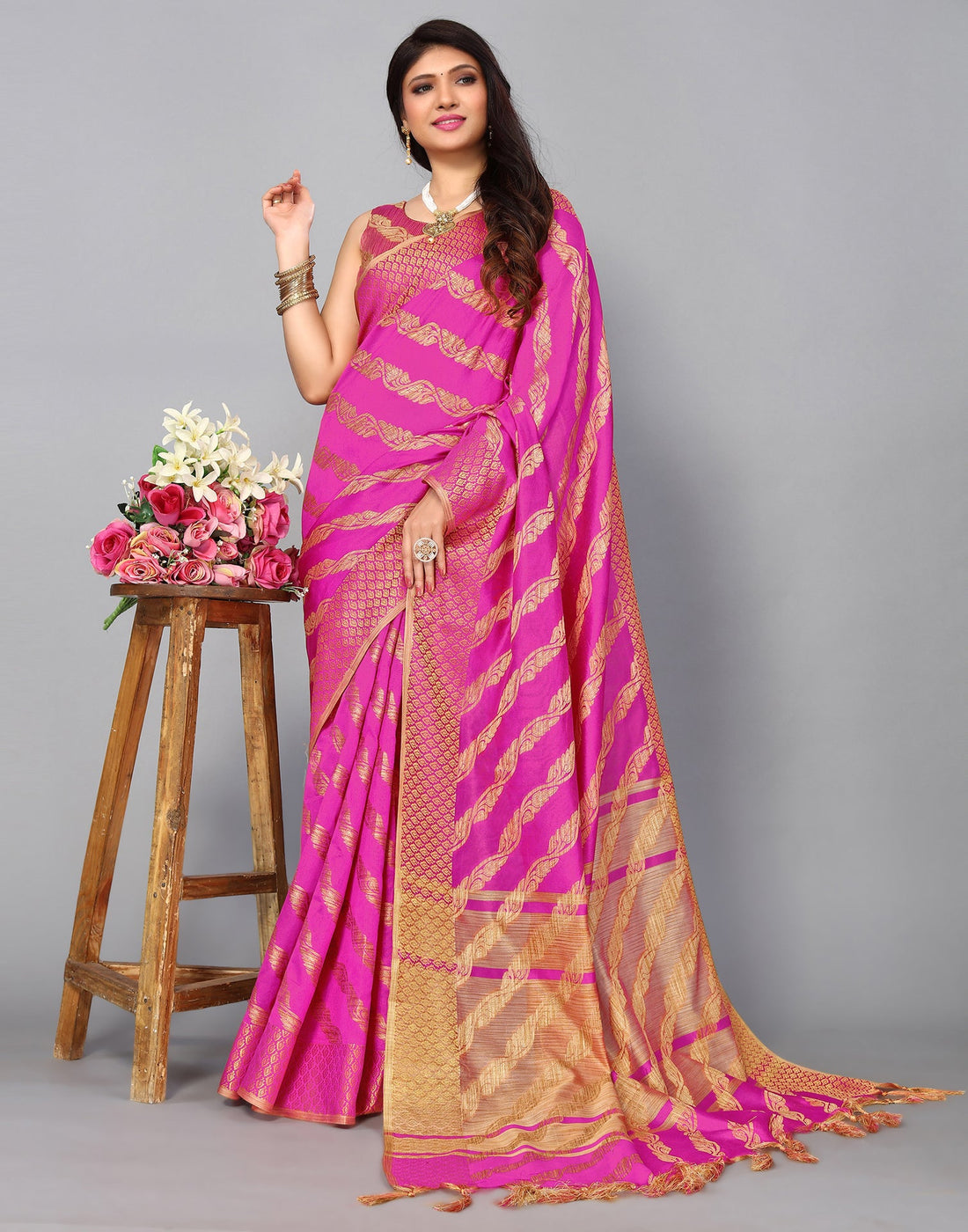 Pink Banarasi Saree