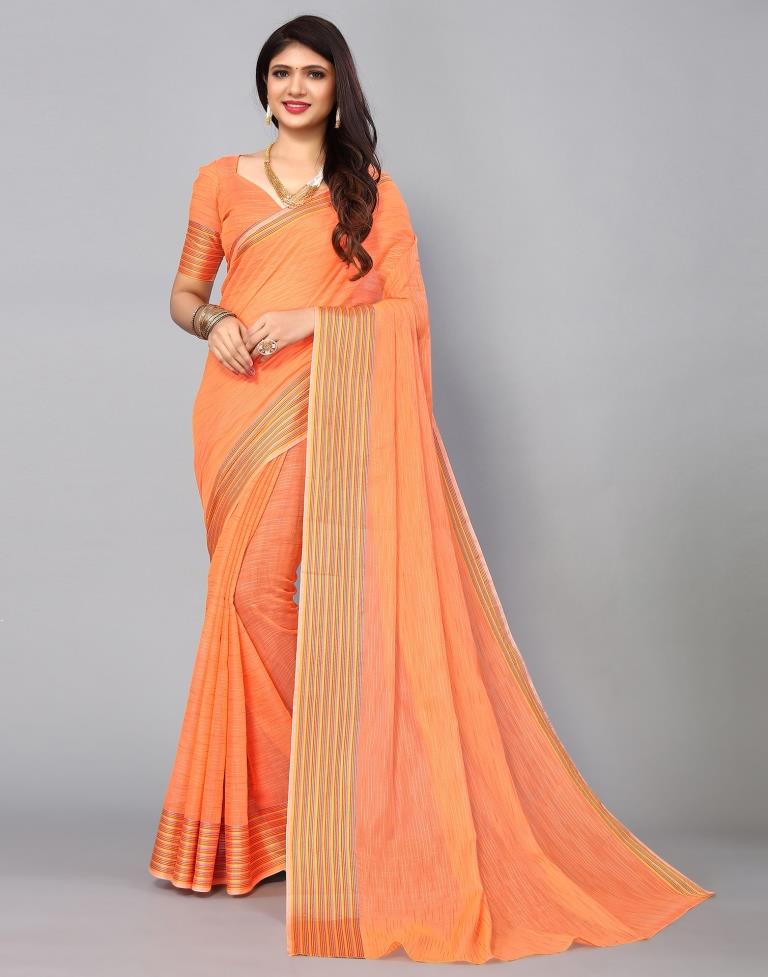 Orange Cotton Saree | Sudathi