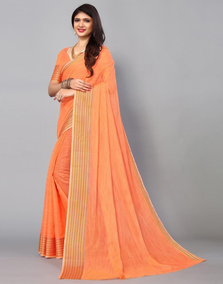 Orange Cotton Saree | Sudathi