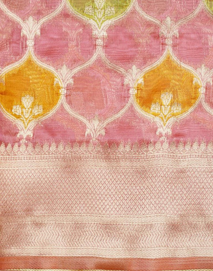 Pink Banarasi Organza Saree | Leemboodi