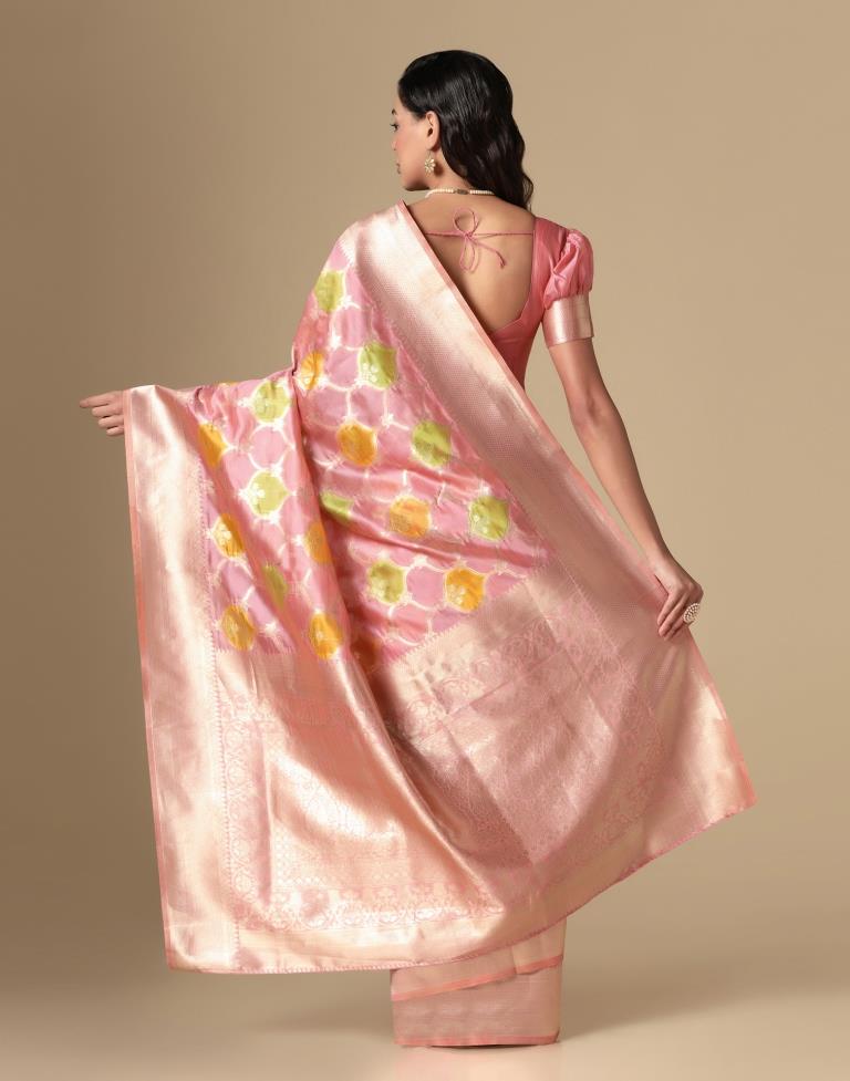 Pink Banarasi Organza Saree | Leemboodi