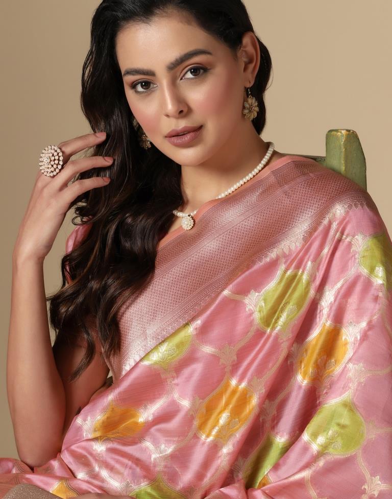 Pink Banarasi Organza Saree | Leemboodi