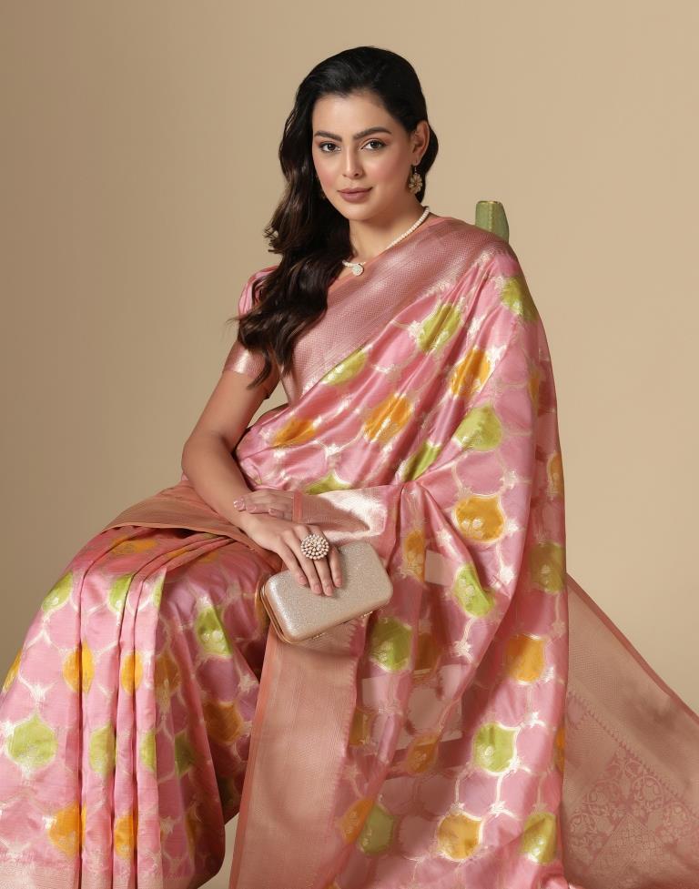 Pink Banarasi Organza Saree | Leemboodi