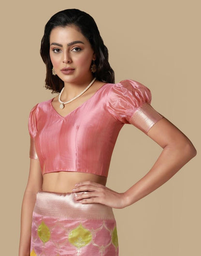 Pink Banarasi Organza Saree | Leemboodi