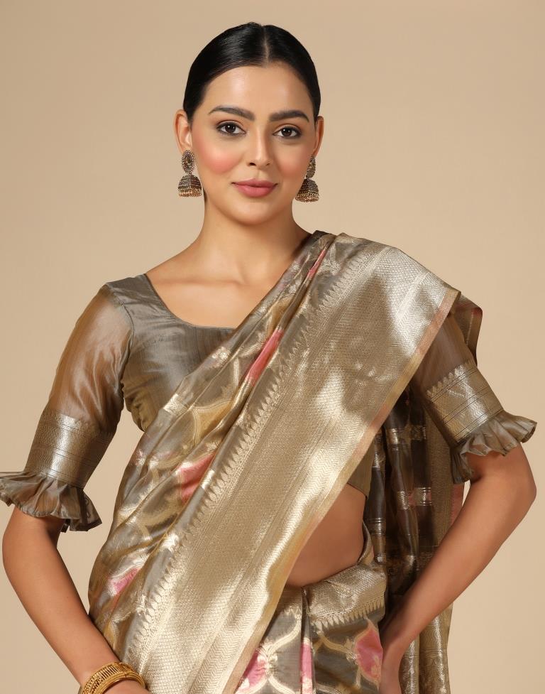 Grey Banarasi Organza Saree | Leemboodi