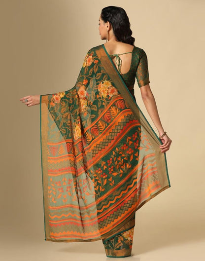 Green Brasso Self Woven Saree