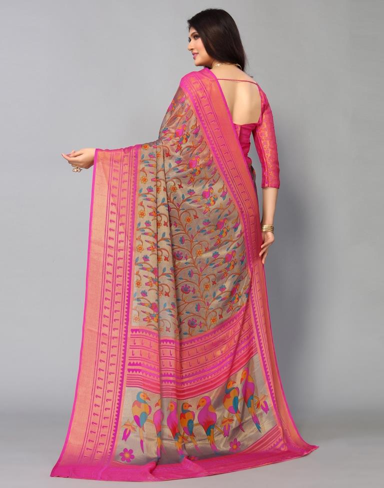 Multicoloured Brasso Printed Woven Saree | Leemboodi