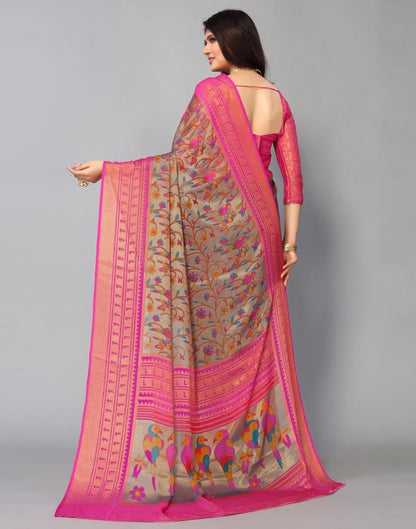 Multicoloured Brasso Printed Woven Saree | Leemboodi