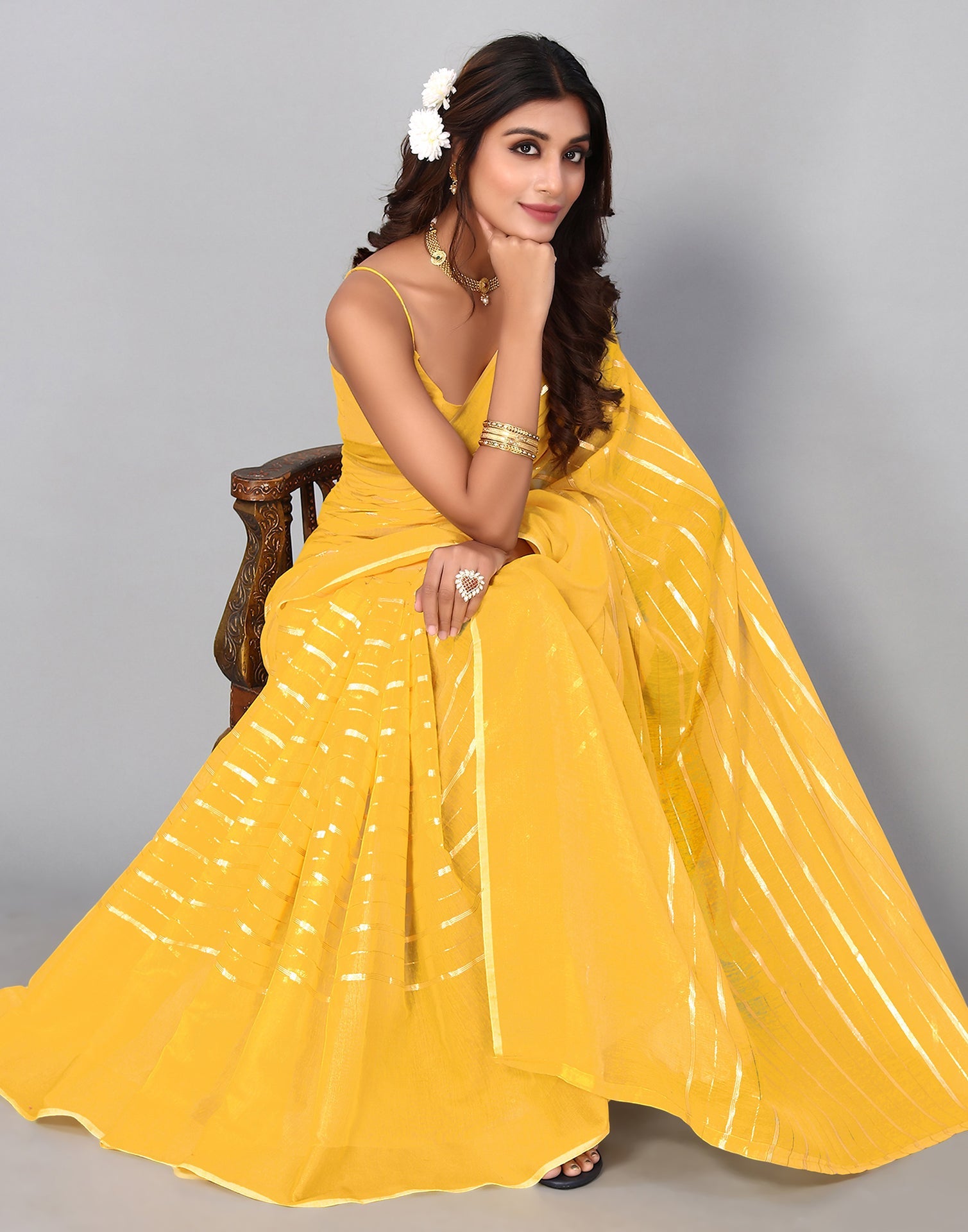 Yellow Cotton Saree | Sudathi