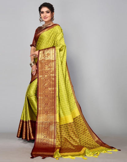 Lemon Green Kanjivaram Silk Saree | Sudathi