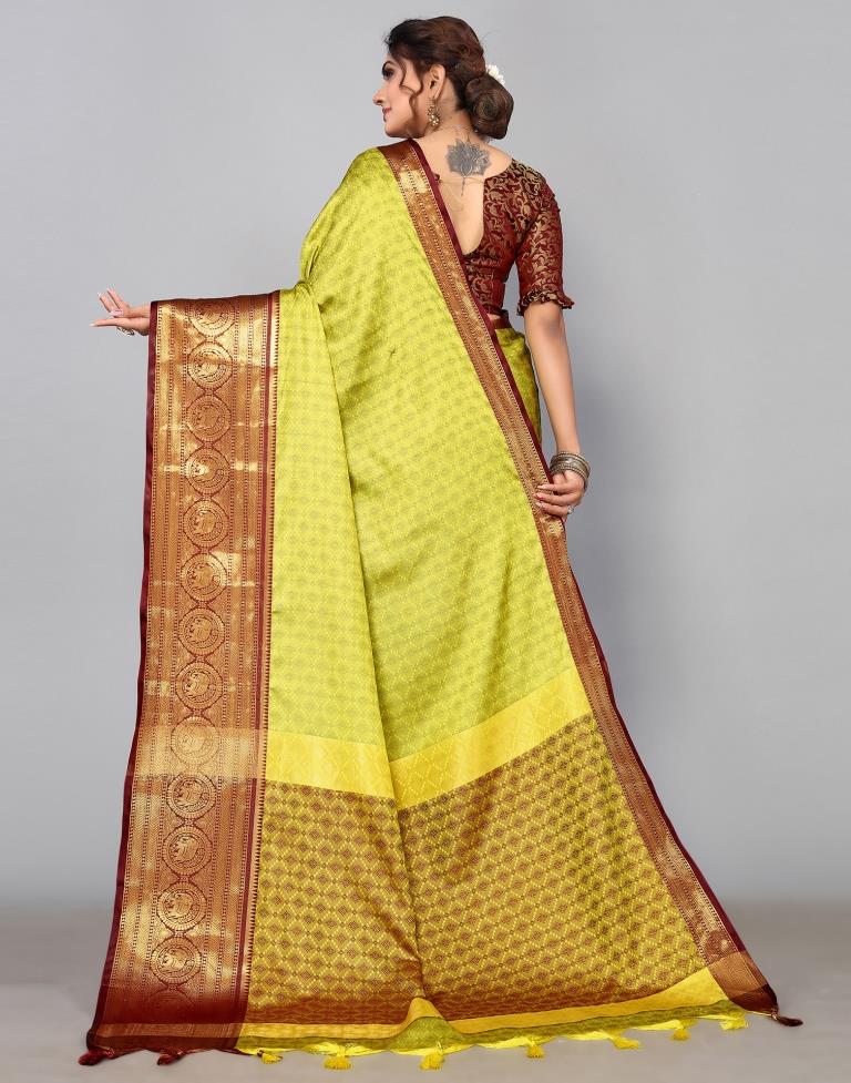 Lemon Green Kanjivaram Silk Saree | Sudathi