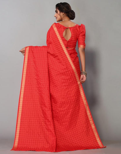 Red Silk Geometric Woven Saree | Sudathi