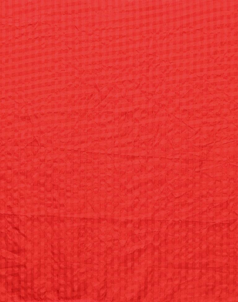 Red Silk Geometric Woven Saree | Sudathi