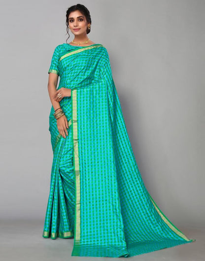 Blue Silk Geometric Woven Saree | Sudathi