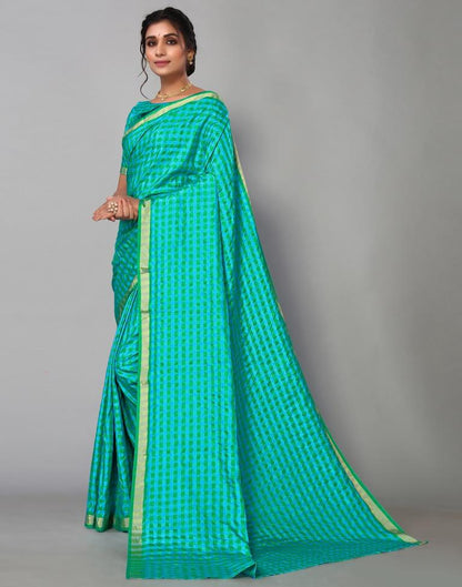 Blue Silk Geometric Woven Saree | Sudathi