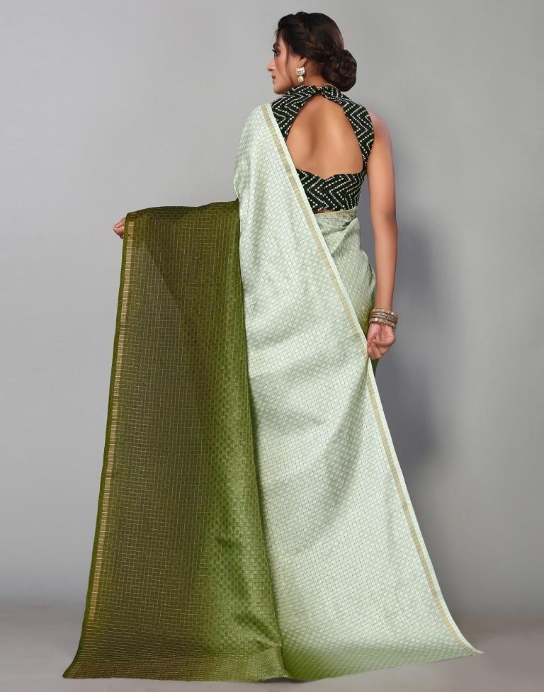 Light Green Silk Geometric Woven Saree | Sudathi