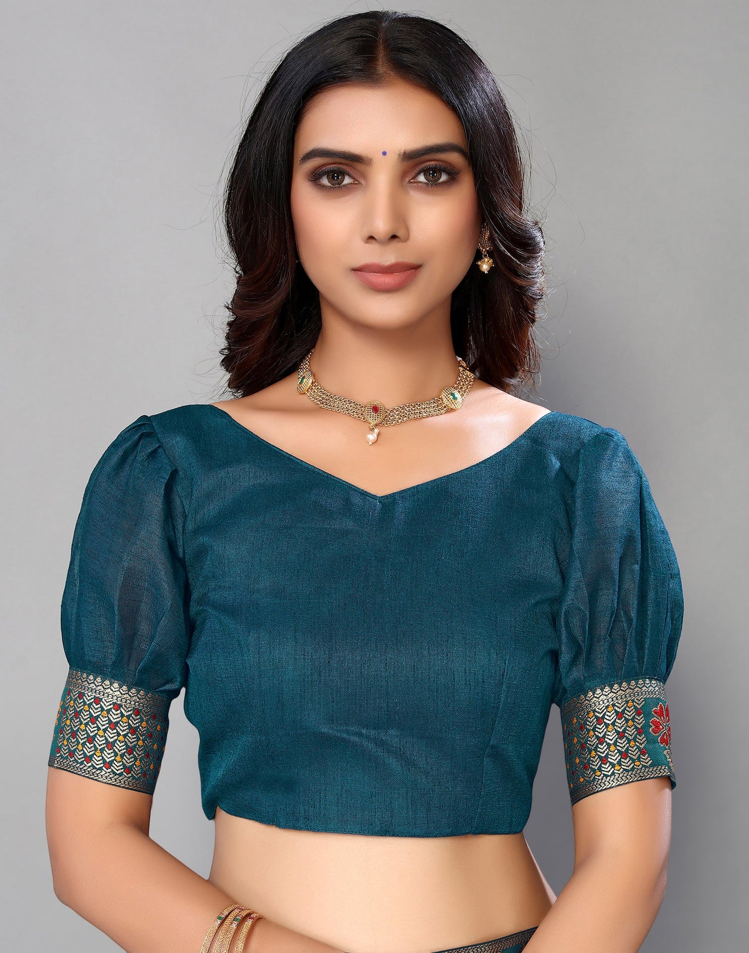 Rama Green Lycra Printed Saree | Sudathi