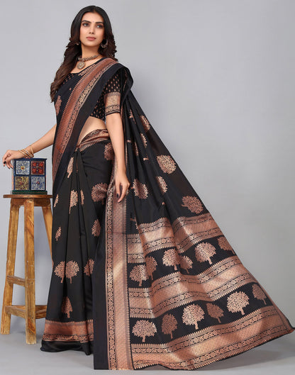 Black Silk Printed Saree | Sudathi