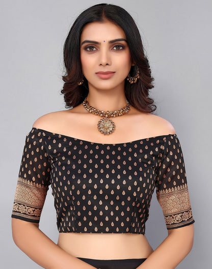Black Silk Printed Saree | Sudathi