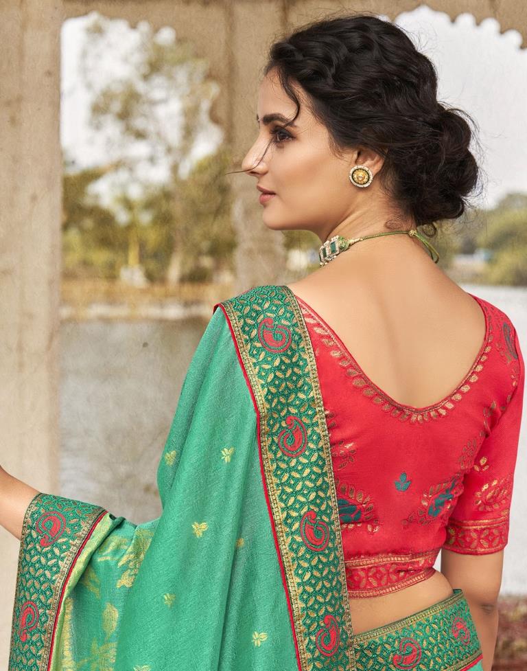 Turquoise Green Silk Saree | Leemboodi