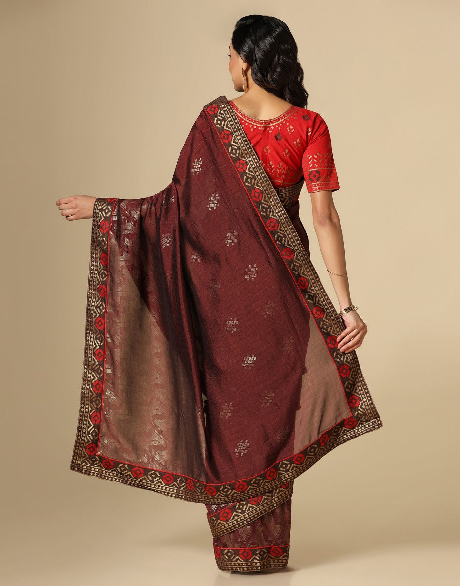 Dark Brown Silk Saree | Leemboodi