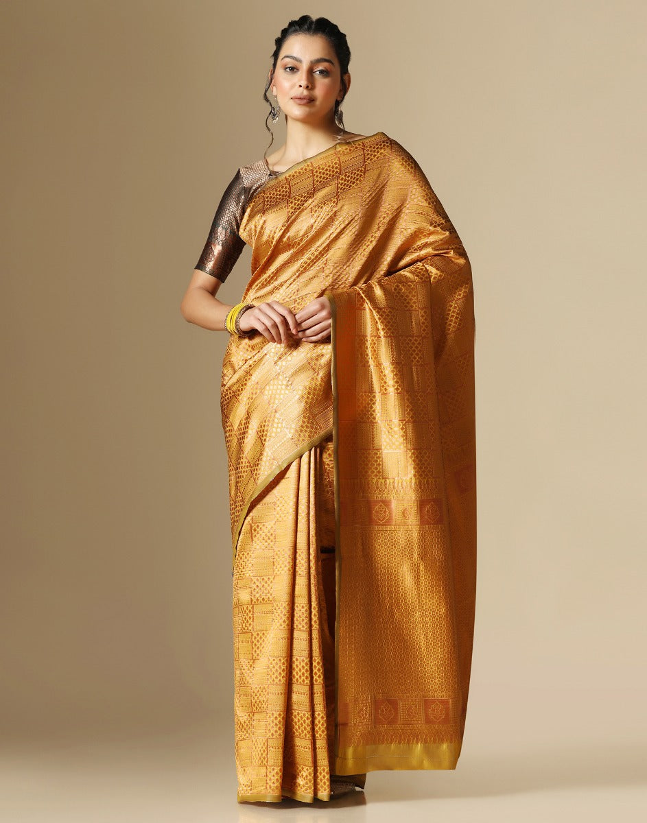 Mustard Kanjivaram Silk Saree | Sudathi