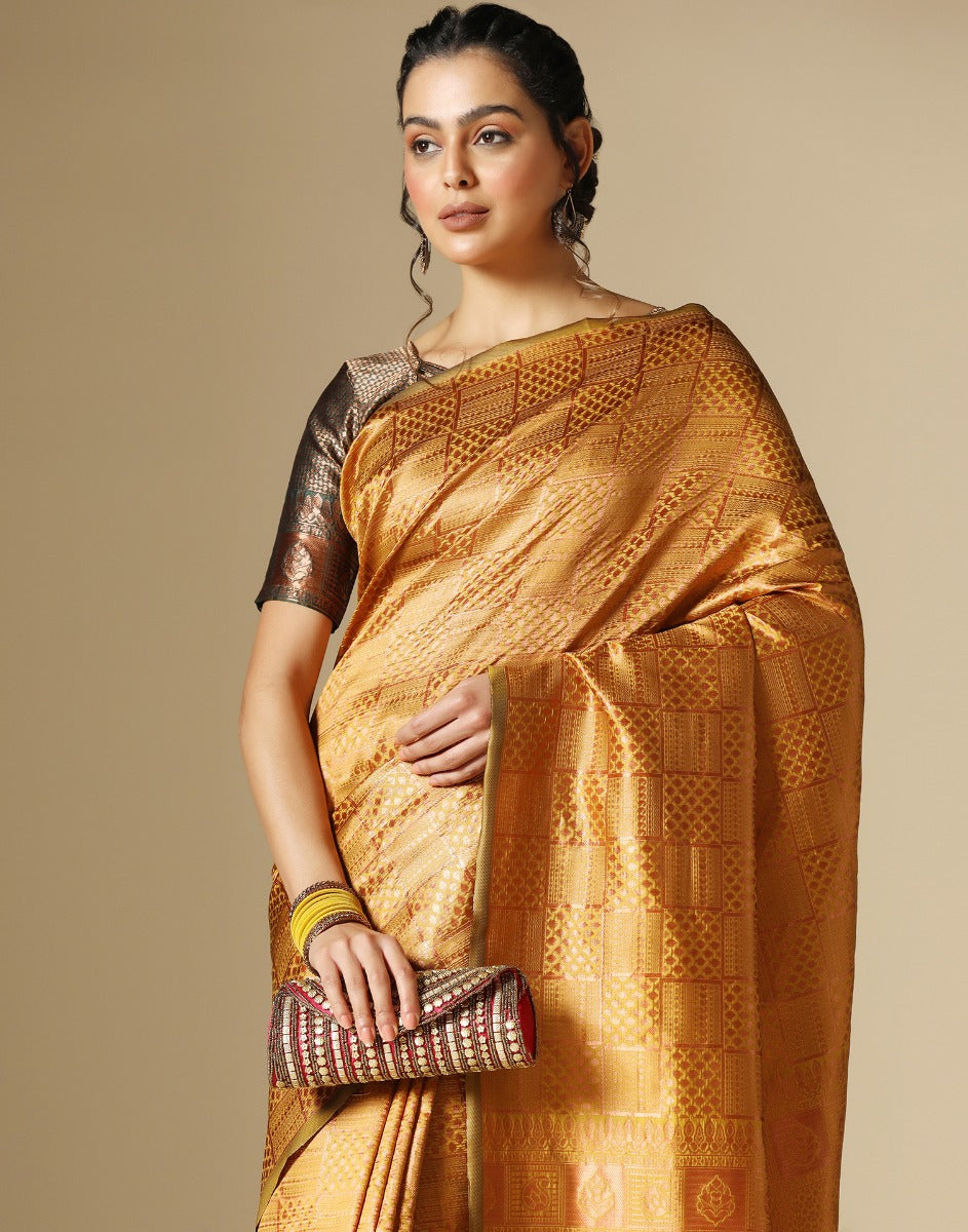 Mustard Kanjivaram Silk Saree | Sudathi