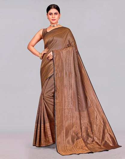 Dark Brown Kanjivaram Silk Saree | Sudathi