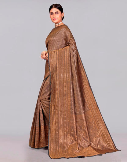 Dark Brown Kanjivaram Silk Saree | Sudathi