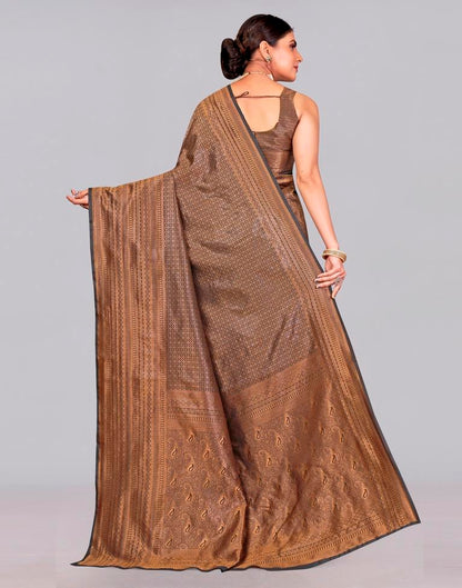 Dark Brown Kanjivaram Silk Saree | Sudathi