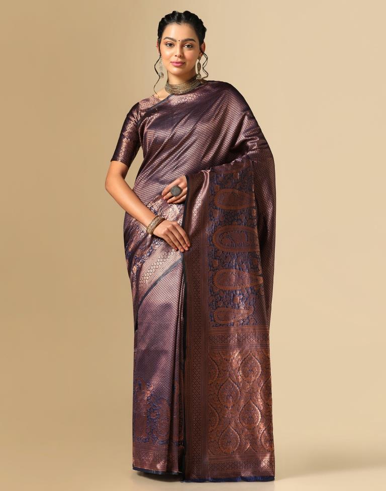 Navy Blue Silk Weaving Saree