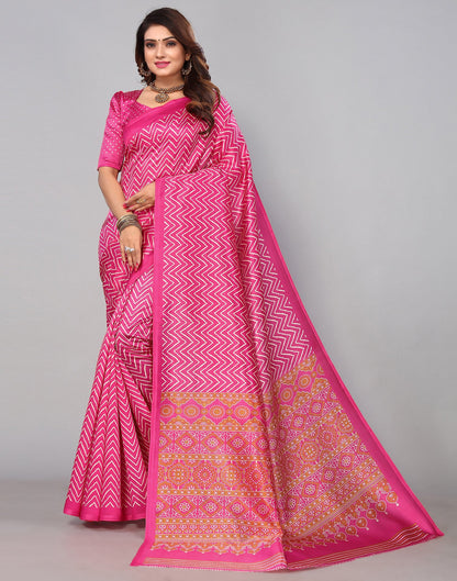 Pink Silk Printed Saree | Sudathi