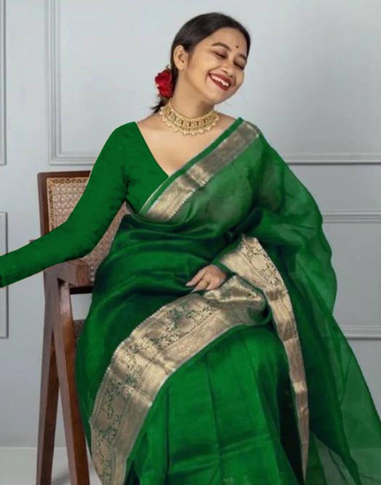 Green Organza Saree | Sudathi