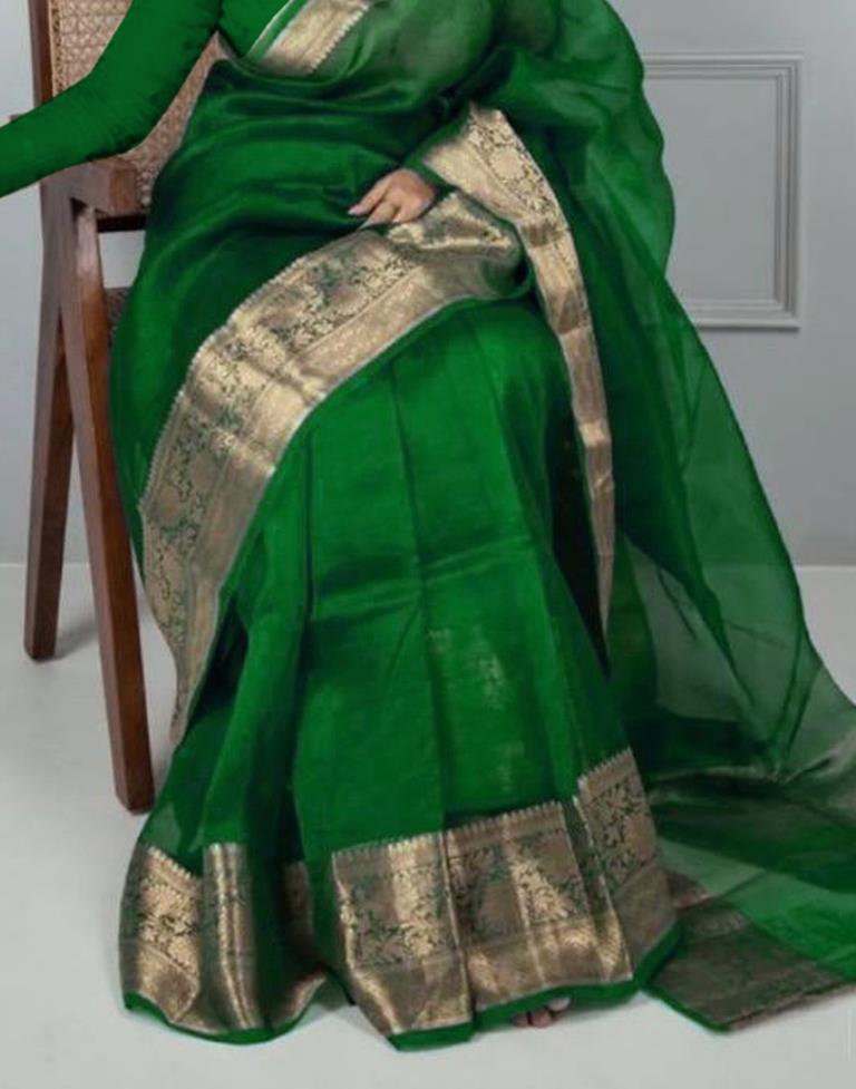 Green Organza Saree | Sudathi