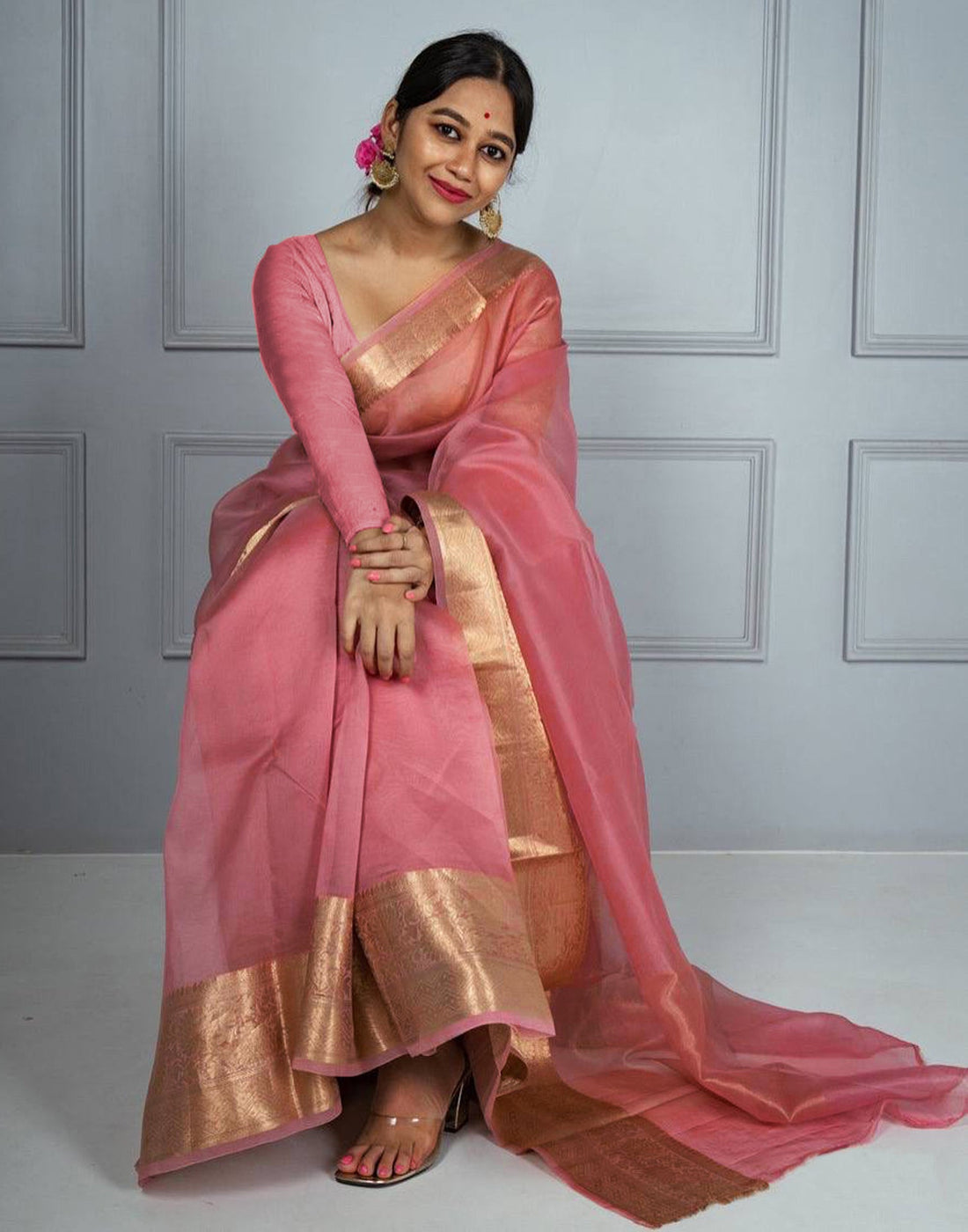 Light Pink Organza Saree | Sudathi