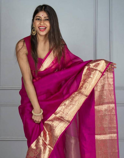 Dark Pink Organza Saree | Sudathi