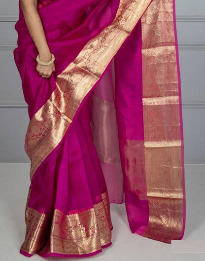 Dark Pink Organza Saree | Sudathi