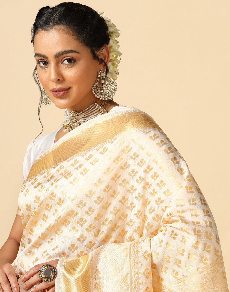 Off White Silk Saree | Sudathi