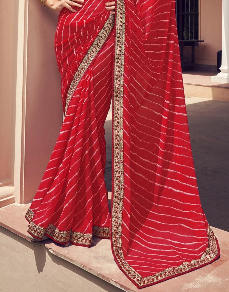 Red Georgette Saree | Leemboodi