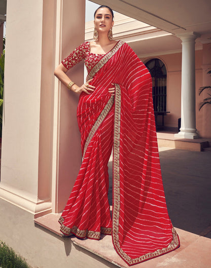 Red Georgette Saree | Leemboodi